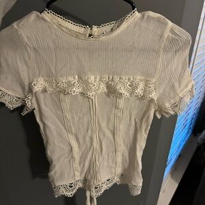 Mine White Lace Accent Women's Blouse